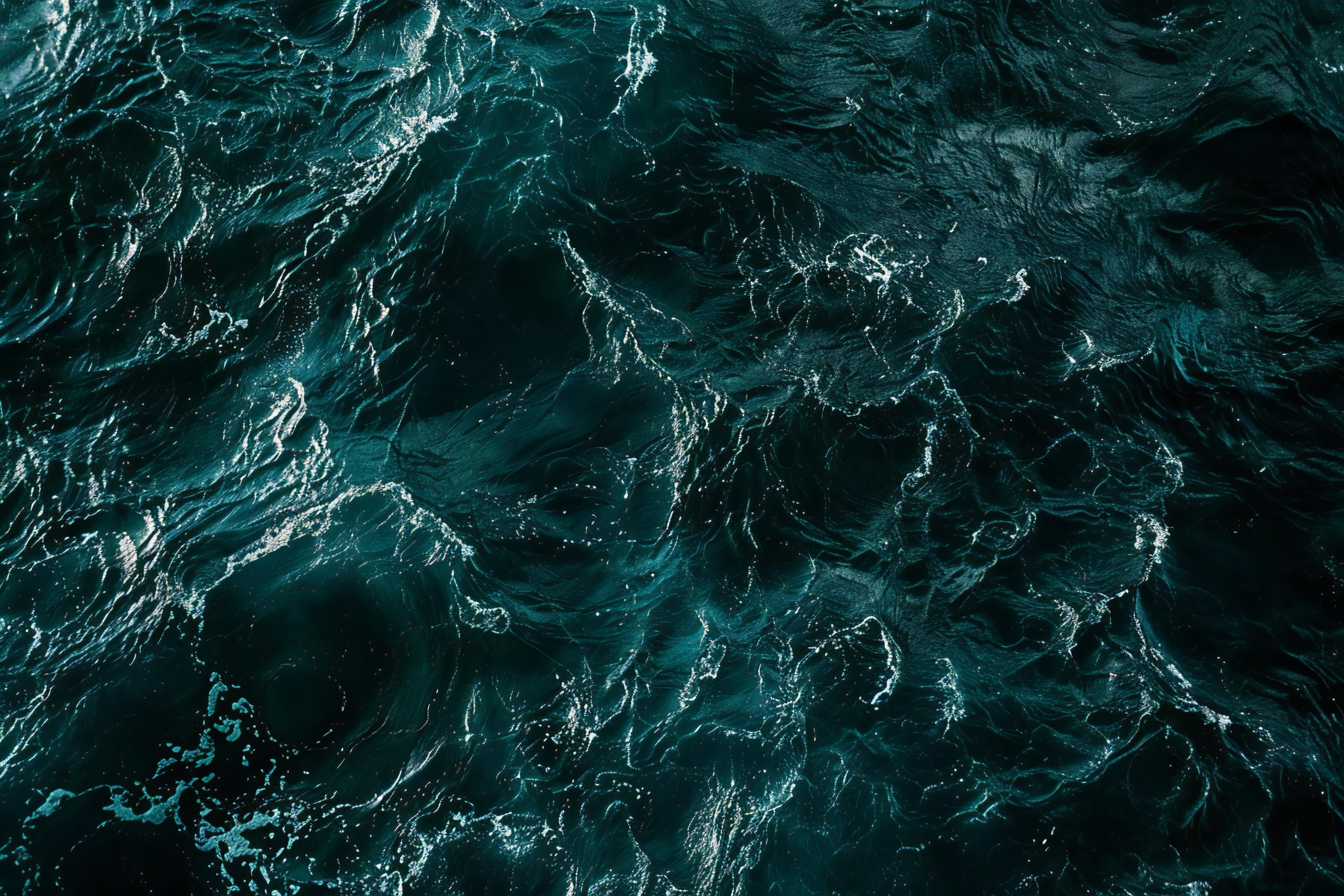 Dark rippled sea surface seen from above